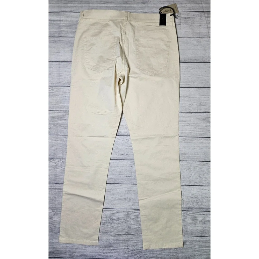 NWT Collars & Co CEO Chino Mens 34x32 Cream‎ Five Pocket Cotton Stretch Pants